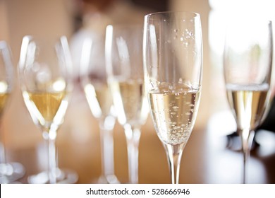 Champagne glasses at wedding
