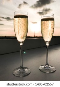 Champagne At A Lovely Rooftop Bar In Paris