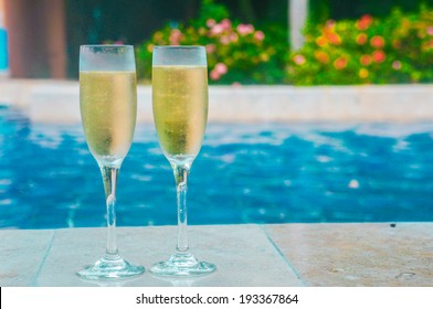 Champagne Near Swimming Pool