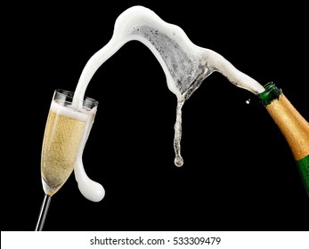 Champagne Pouring In A Glass 