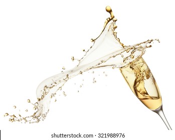 champagne splash from glass isolated on the white background