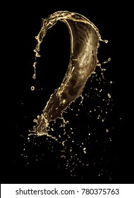 Champagne Splash On A Black Background