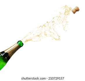Champagne splashes isolated on white