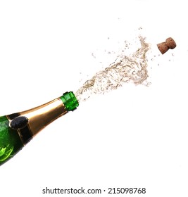 Champagne Splashes Isolated On White