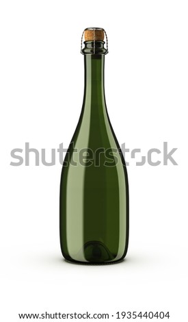 Champagne wine bottle. Isolated on white background. Bottle used for champagne, chardonnai and white wine, place your design and use for presentations.