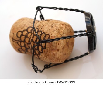 Champagne Wine Cork Over White Background     