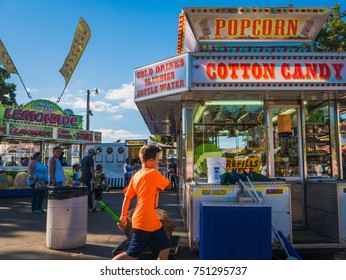 CHAMPAIGN, IL - July 27, 2017:  Kids Run And Play At The Annual Champaign County Fair In The State Of Illinois