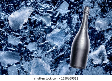 Champange Bottle With Snow Ice