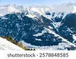 Champex-Lac on a snowy winter day in Orsieres in the district of Entremont in the canton of Valais in Switzerland