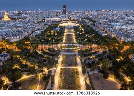 Champs de Mars, Paris at nighttime