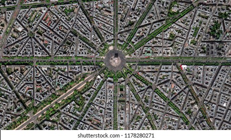 Champs Elysees Square And Avenue Aerial View