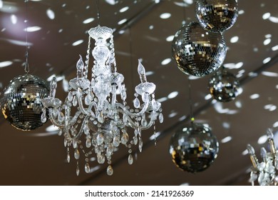 Chandelier In Wedding Decor. Gala Dinner Corporate Formal Event Banquet .