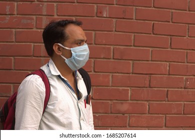 Chandigarh, Punjab, India - March 26 2020: Indian Health Worker Wearing A Surgical Mask Amid The Corona Virus Outbreak In A Hospital. 