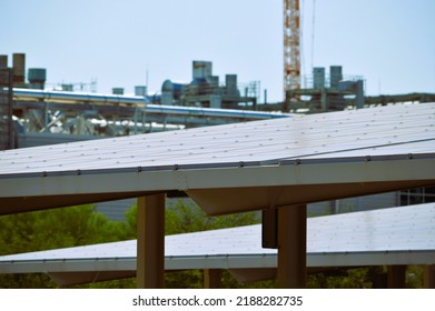 Chandler, Arizona - August 08 2022: Solar Panels On Covered Parking For Office And Factory Workers At Intel Corporation's Semiconductor Wafer  Manufacturing Campus In Ocotillo