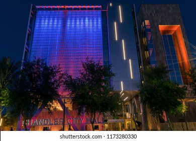 Chandler Arizona May 29 2016 Chandler City Hall At Night.