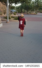 Chandler AZ/ 06/29/2019 Girl Posing For Photo In Arizona  Cardinals  Jersey, Football NFL Fan 