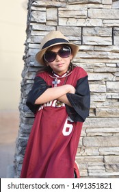 Chandler AZ/ 06/29/2019 Girl Posing For Photo In Arizona  Cardinals  Jersey, Football NFL Fan 