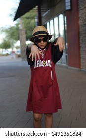 Chandler AZ/ 06/29/2019 Girl Posing For Photo In Arizona  Cardinals  Jersey, Football NFL Fan 