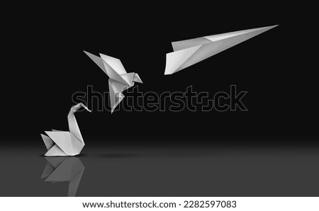 Change For Advancement and Success transformation or improving as a leadership in business through innovation and evolution concept with paper origami changed for more speed.