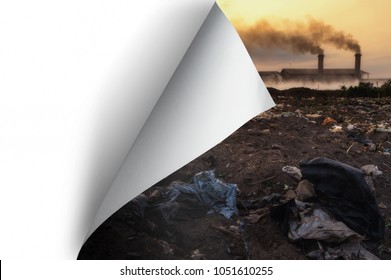 Change Concept, Turning Pollution Page Reveal To Blank Paper Page With Clipping Path. Hope Inspiration To Environmental Protection And Campaign.