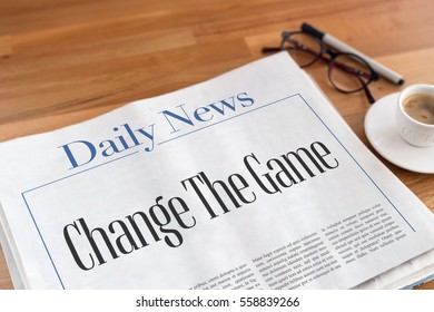 Whats Your Headlined Newspaper On Table Foto de stock 558061303
