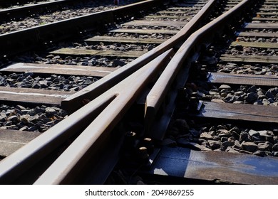 Change Of Lane At A Railroad Track Leads To The Track Change