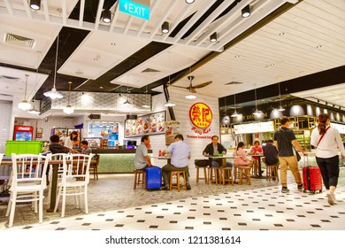 Changi Airport - OCTOBER 3,2018 : Food Emporium At Changi Airport Terminal 4 In Singapore 