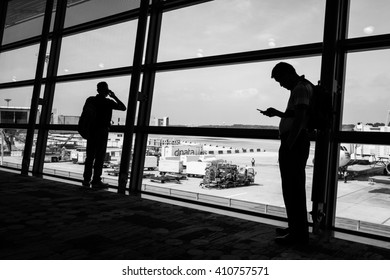 Changi Airport/Singapore - March 16 2016: Passenger Making Their Last Call Before Departure.