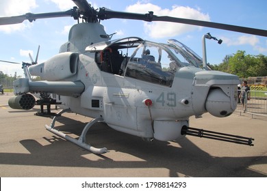 Changi , Singapore / Singapore  - February 15th, 2020: US Marine Corps Bell AH - 1Z Viper 168049 At Singapore Airshow (Static Display)