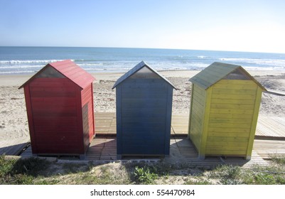 Changing beach huts