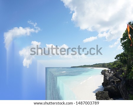 Sea waves breaking against cliff