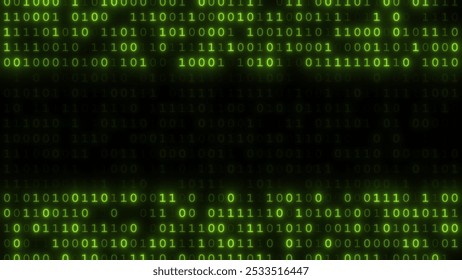 Changing binary code, ones and zeros, abstract futuristic background