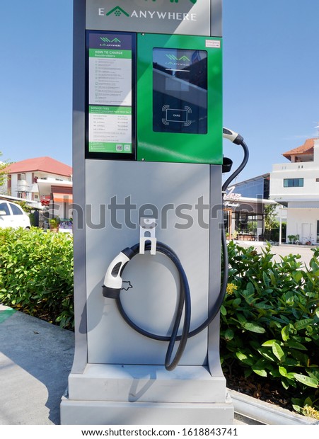 CHANGMAI,THAILAND-22 DECEMBER ,2019;\
The public electric recharging ststion for service electric car on\
trip