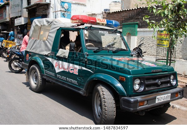 Channai, India, June\
23th 2019, Police Car