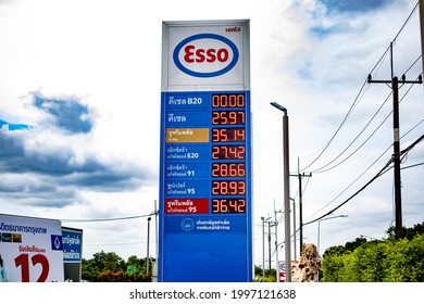 Chanthaburi, Thailand, June 25, 2021: Esso Gas Station Oil Price Today