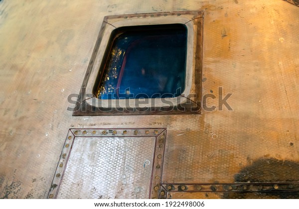 Chantilly, Virginia, USA - 2020 March 13: Close-up\
of the Command Module of the Apollo 11 Moon Mission, displayed in\
the National Air and Space\
Museum