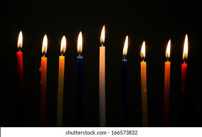 Chanukah candles all in a row