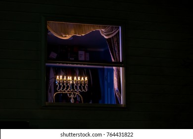 Chanukah Menorah In A Widow