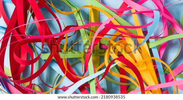 Chaotic Colorful Paper Tapes Tangled Curves Stock Photo 2180938535 ...