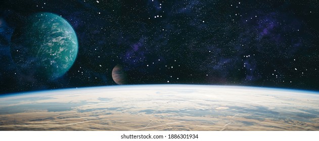 Chaotic space background. Planets, stars and galaxies in outer space showing the beauty of space exploration. The elements of this image furnished by NASA.