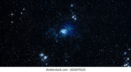 Chaotic space background. Planets, stars and galaxies in outer space showing the beauty of space exploration.