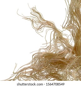 Chaotic volume lines. Abstract 3d illustration. Digital network concept. 3D rendering