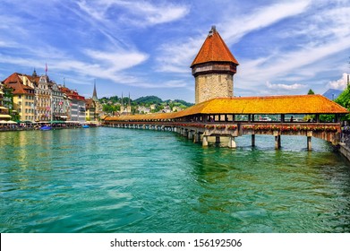 Chapel Bridge In Lucerne, Switzerland