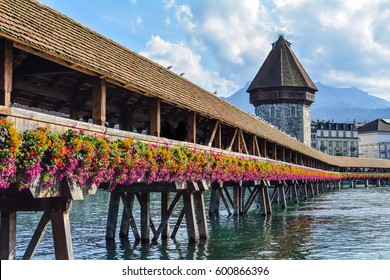 Chapel Bridge At Switzerland