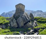 Chapel of the dead or cappella dei morti (Kapelle der Toten) in the area of the mountain St. Gotthard Pass (Gotthardpass) and in the Swiss Alps, Airolo - Canton of Ticino (Tessin), Switzerland