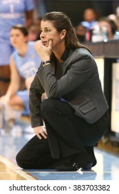 CHAPEL HILL, NC-FEB 28: Duke Blue Devils Head Coach Joanne P. McCallie Reacts On The Sidelines Against The University Of North Carolina Tar Heels On February 28, 2016 At Carmichael Arena.