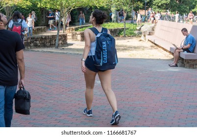 Chapel Hill, NC/USA- 08/28/2018: Students Walk Around The Quad After Class At UNC Chapel Hill.