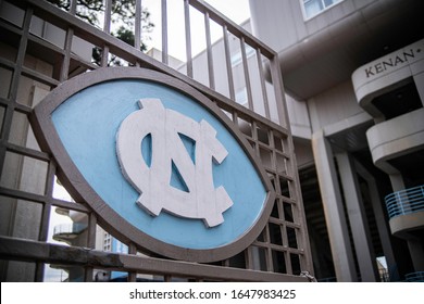 Chapel Hill, North Carolina - February 3 2020: UNC Tar Heels Logo Outside Kenan Memorial Football Stadium