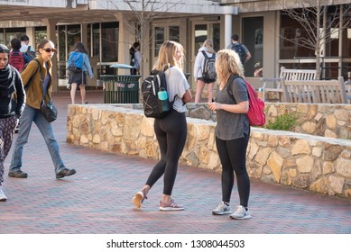 Chapel Hill,NC/United States- 02/06/2019: 2 Blonde Females Have A Discussion At UNC-Chapel Hill.