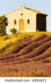 Chapel With Lavender Field, Plateau De Valensole, Provence, France